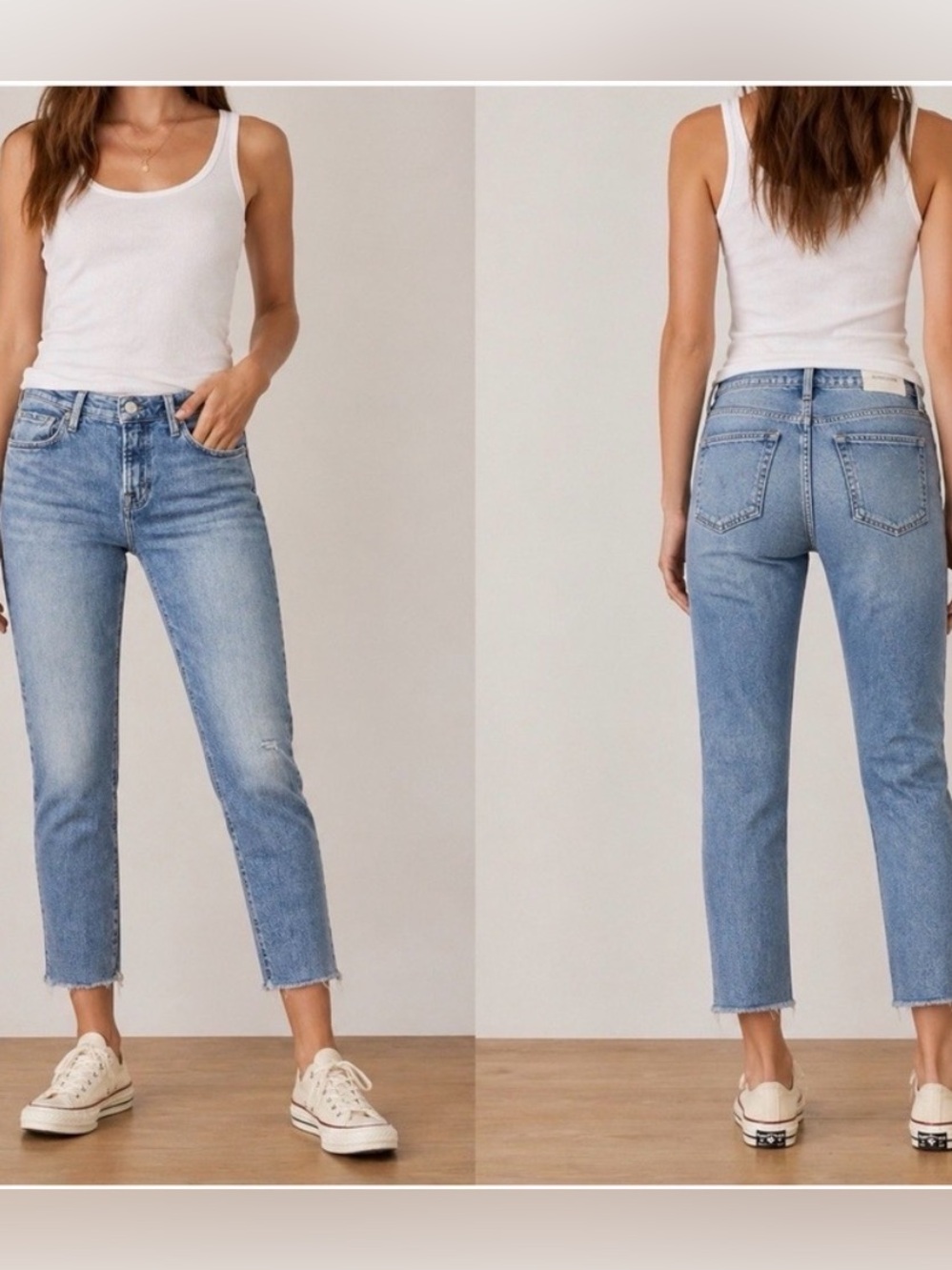 Frame Le Garçon Crop Blue Jeans Raw Hem Size 32